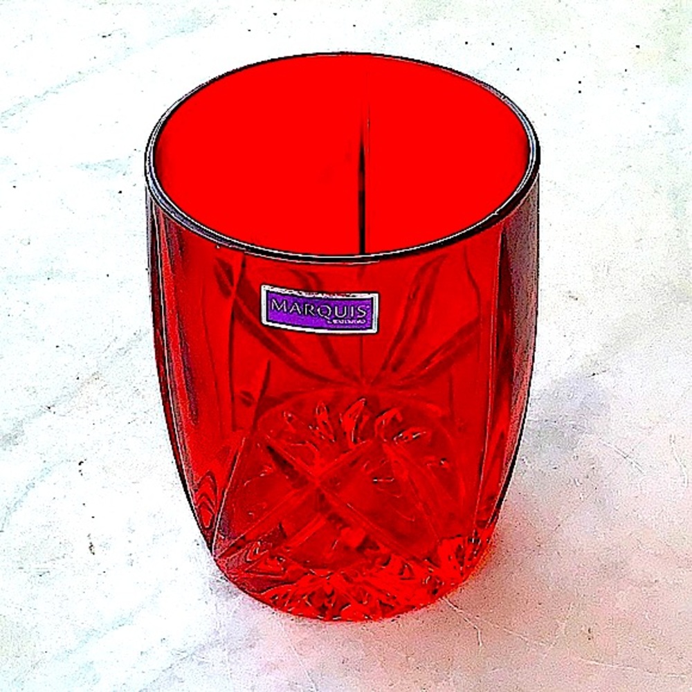 MARQUIS BY WATERFORD BROOKSIDE GLASS RED DOUBLE OLD FASHIONED CRYSTAL NEW